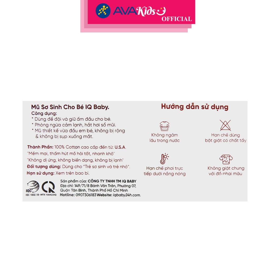 Nón sơ sinh in hình sao băng xanh IQ Baby màu trắng (0 - 6 tháng) - Hàng Chính Hãng