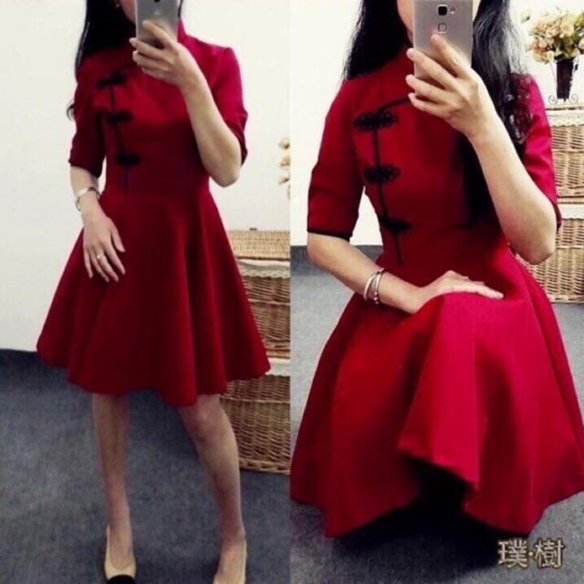 Đầm xuân phối viền _ kèm hình sp thật