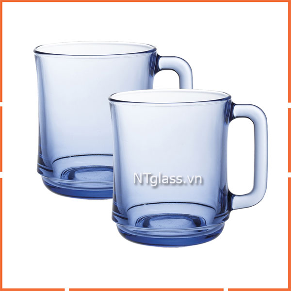 Ly có quai cầm Xanh Marine 310ml Thủy tinh cường lực cao cấp Pháp D4018B