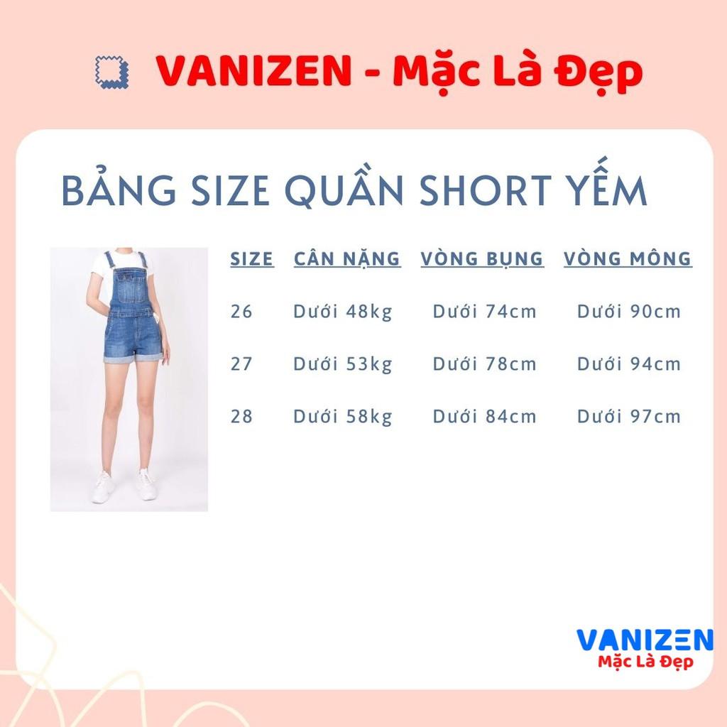Quần short yếm jean nữ ngắn đẹp lưng cao cạp cao trơn hàng hiệu cao cấp mã 452 VANIZEN