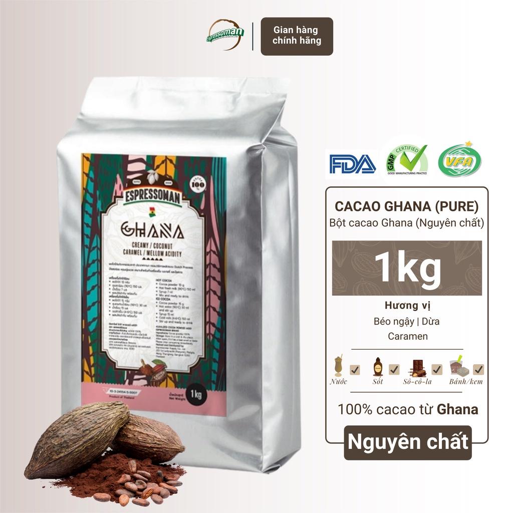Cacao Ghana Pure - Bột Cacao Ghana Nguyên Chất 100% - Nguyên Liệu Pha Chế - Làm Bánh - Kem - Tương Socola