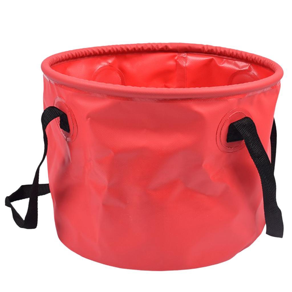 Outdoor Collapsible Water Bucket Carrier Leakproof Folding Pail Red