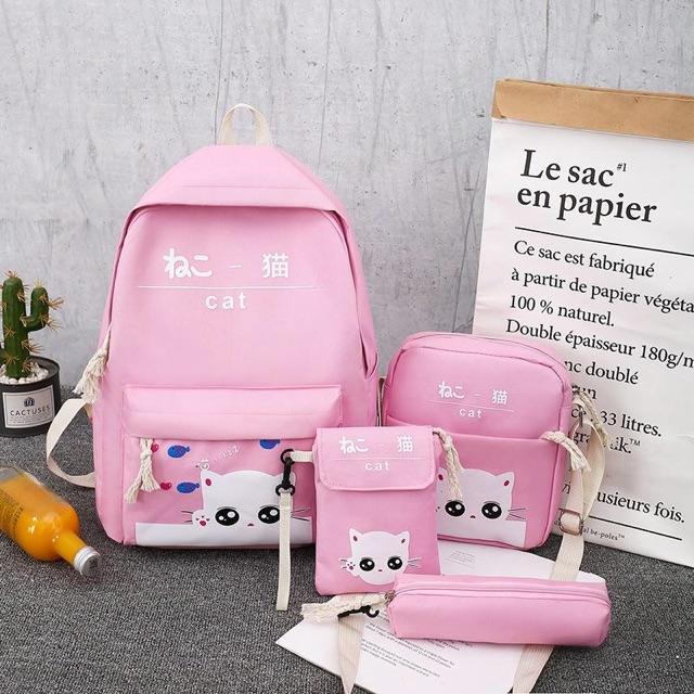 Balo Set 4 Món - Cat Mèo Nằm