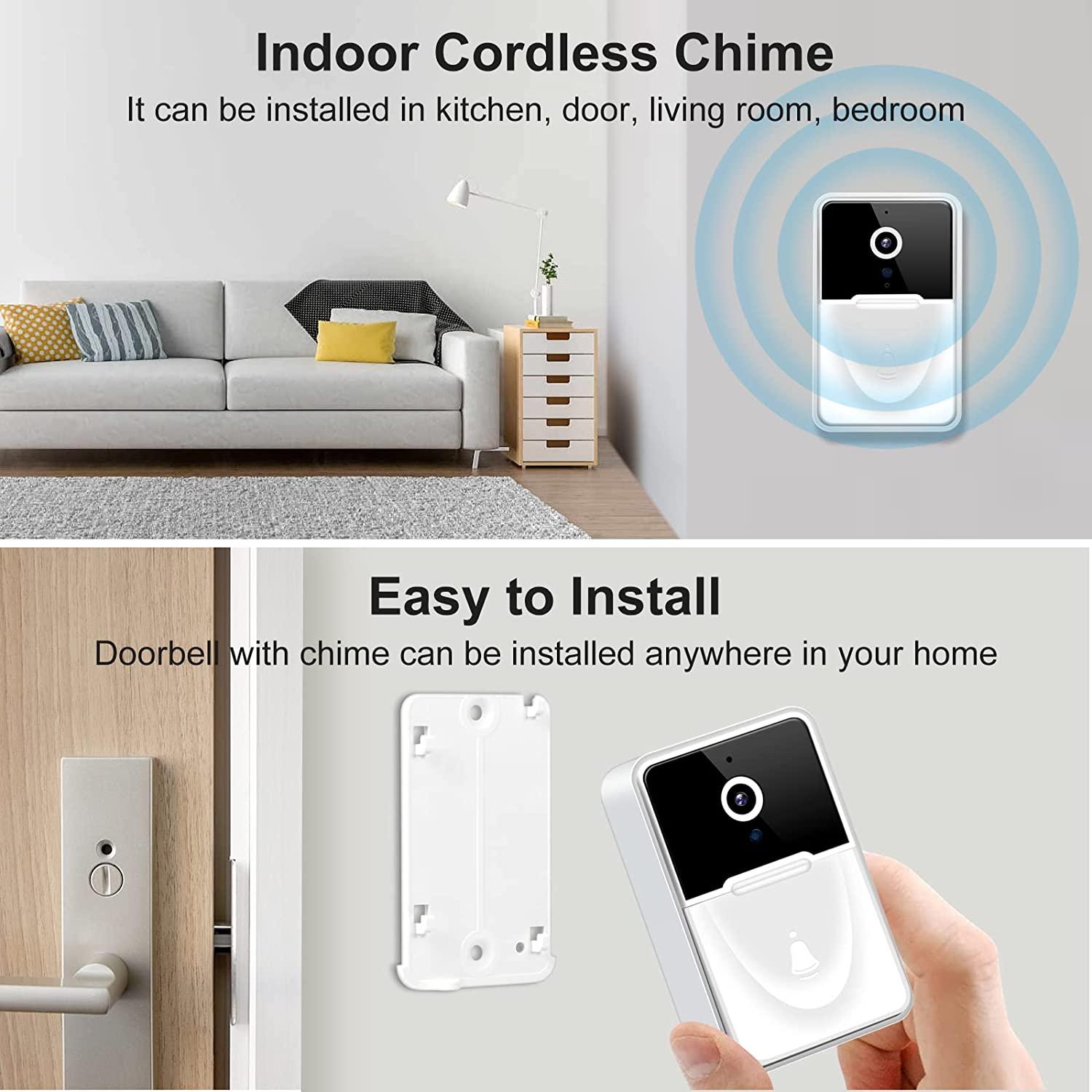 Chuông cửa video từ xa không dây thông minh, chuông cửa hình ảnh thông minh Home Intercom HD Night Vision