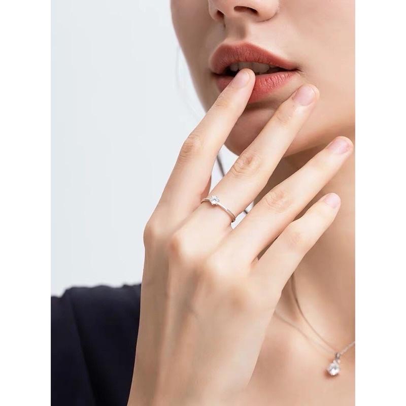 Nhẫn Mảnh 6 Chấu Trơn Bạc Ta Nguyên Chất