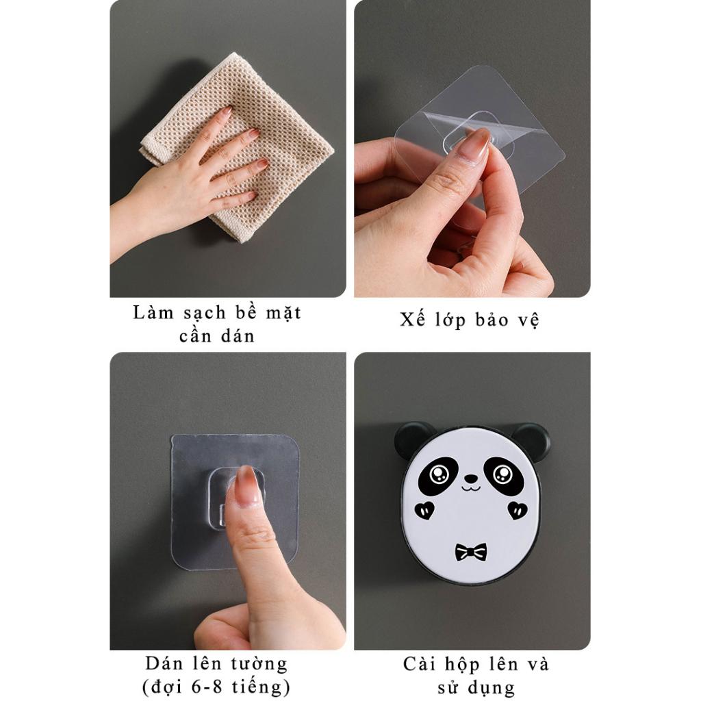 Hộp Đựng Xà Phòng Gắn Tường Siêu Chắc Chắn Nắp Lật Hình Gấu Trúc Đáng Yêu Tiết Kiệm Không Gian