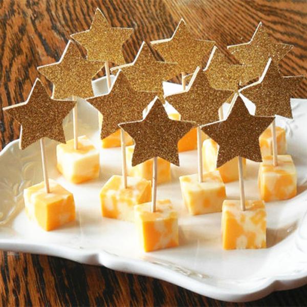 20pcs Glitter Paper Star Cake Topper Birthday Kids Baby Shower Cake Decor