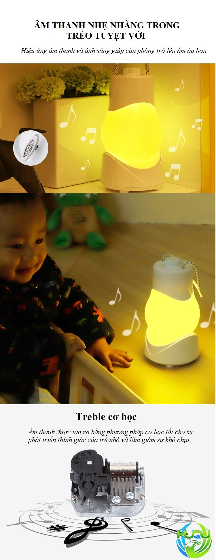 Đèn Dã Ngoại Sách Tay Huqu Thiết Kế Hiện Đại Có Thể Điều Chỉnh Độ Sáng Làm Đèn Ngủ HQ-UT-Hàng Chính Hãng