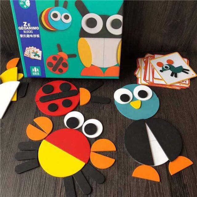 Đồ Chơi Xếp Hình Gỗ Con Vật Montessori - Ghép Hình Thông Minh Phát Triển Tư Duy Cho Bé