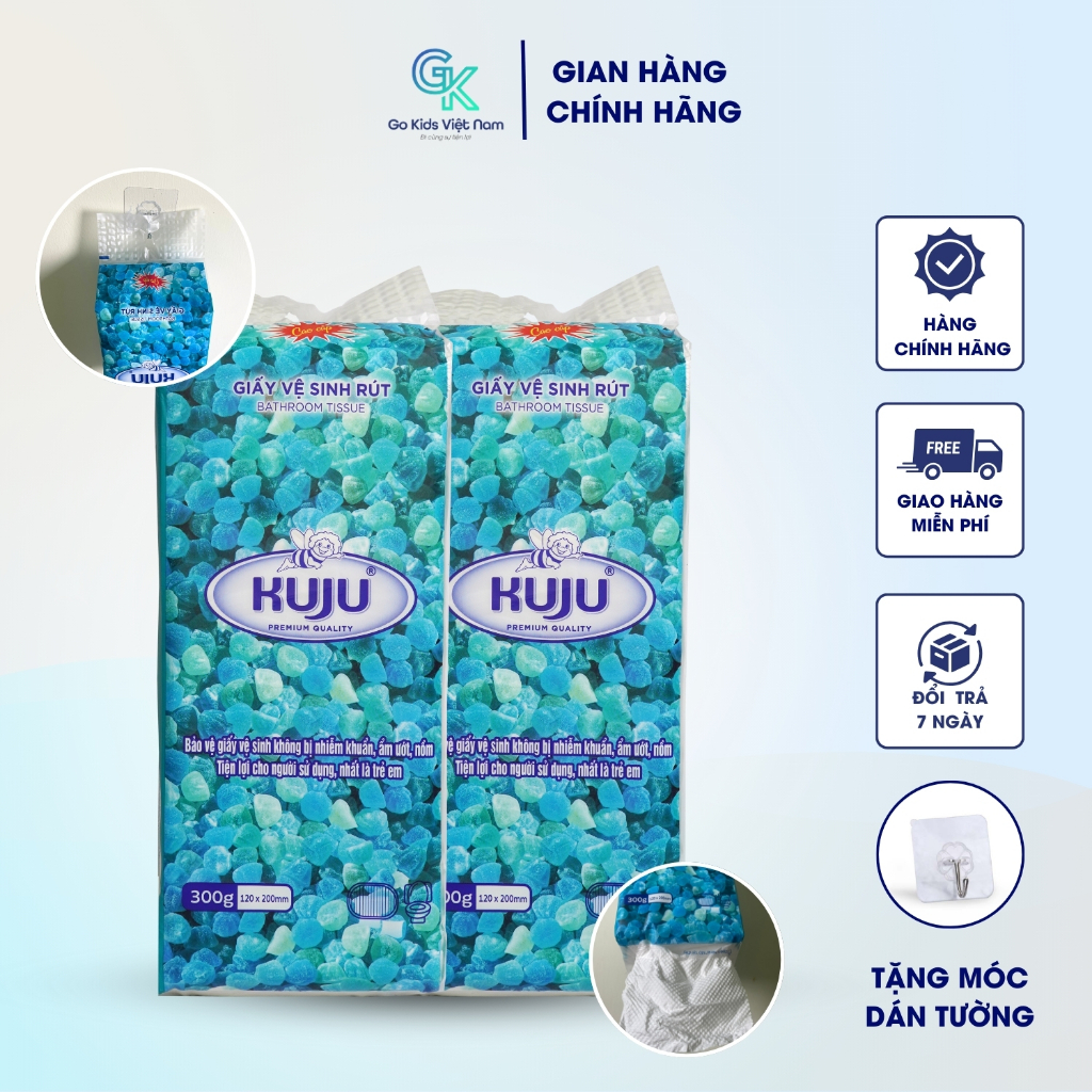 Giấy Vệ Sinh Đa Năng KUJU Giấy Treo Tường Dạng Rút 4 Lớp mềm mịn siêu dai chống thấm nước tốt Túi 300g