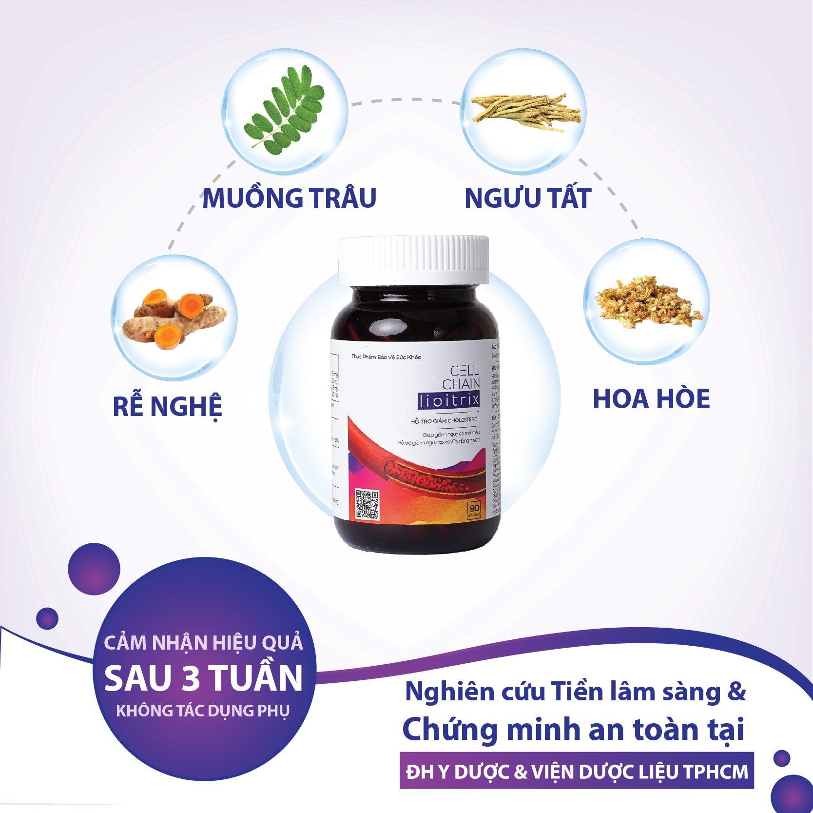 Viên uống Cellchain Lipitrix - Hỗ Trợ Giảm Cholesteron trong máu Hộp 90 viên