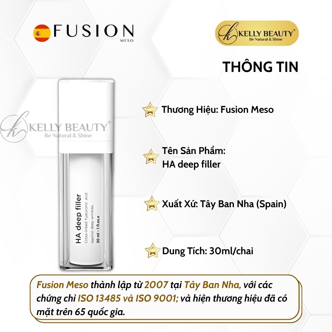 Fusion HA Deep Filler - Tinh Chất Căng Bóng Da; Dưỡng Ẩm Gấp 3 Lần Giúp Mờ Nếp Nhăn, Ngừa Mất Nước - Kelly Beauty