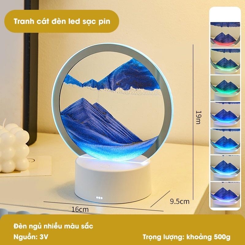 Tranh cát chuyển động 3D đèn LED, tranh cát chảy nghệ thuật trang trí làm quà tặng, đèn ngủ để bàn đầu giường