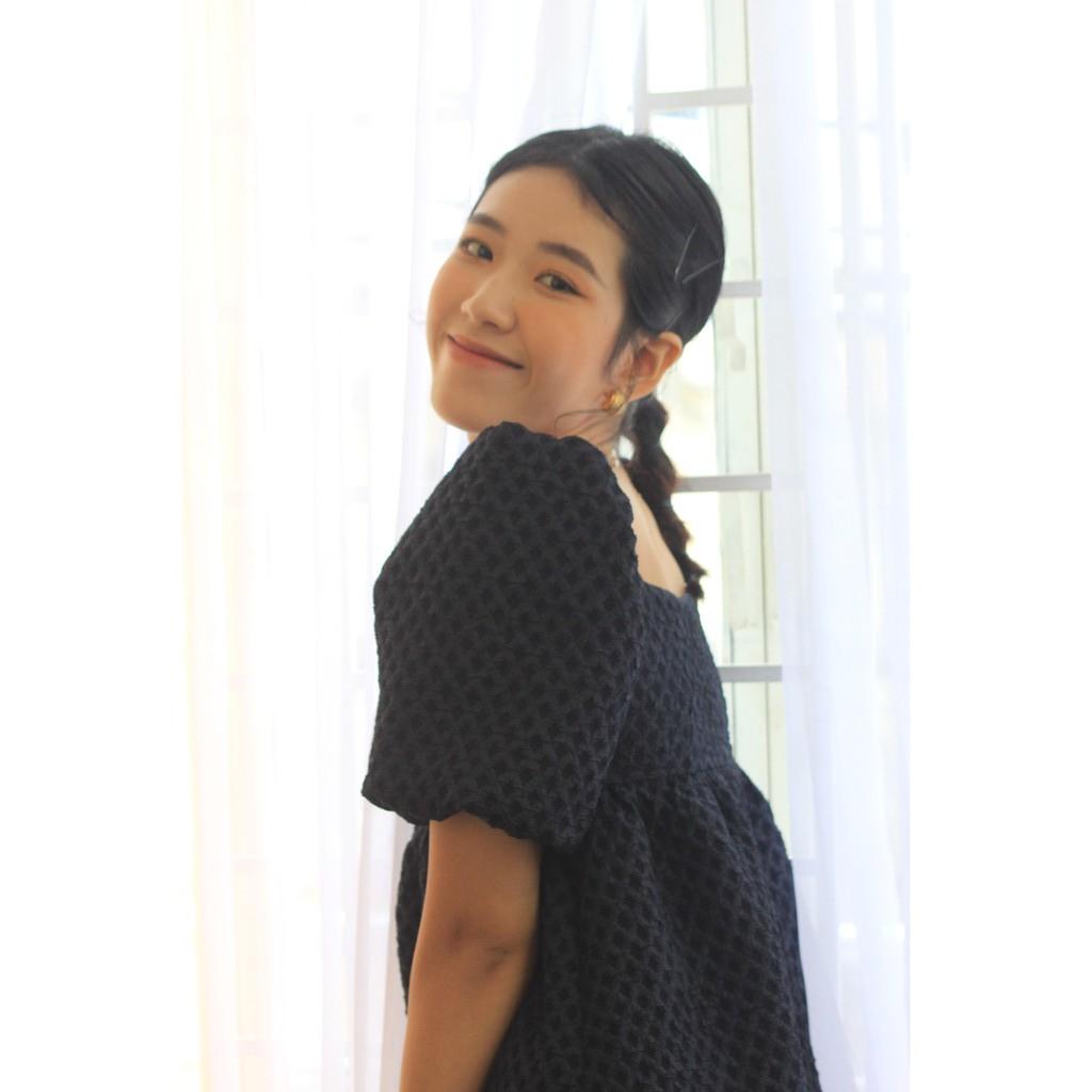 OLALASTUDIO Đầm babydoll xanh đen Hannah Dress