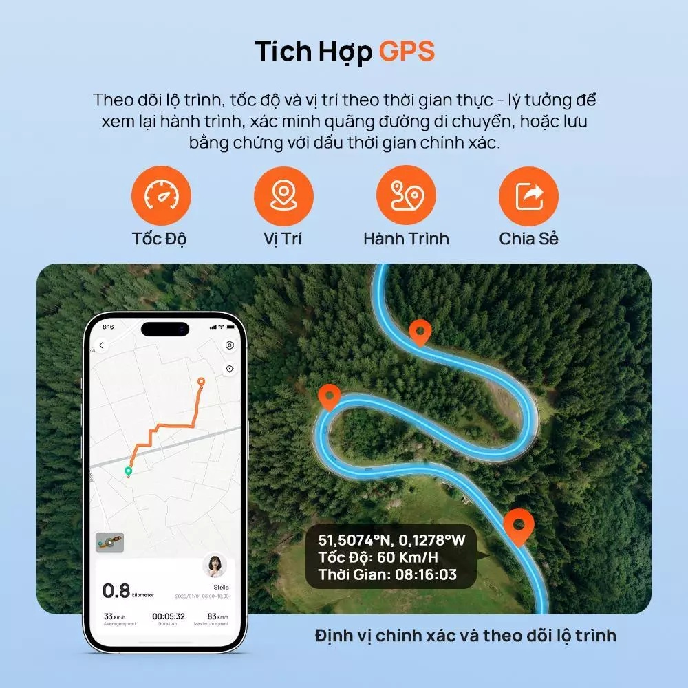 Camera hành trình 70mai A410 2.5K HDR quay đêm siêu nét, ghi hình va chạm khẩn cấp, có GPS, giám sát đỗ xe - Hàng chính hãng