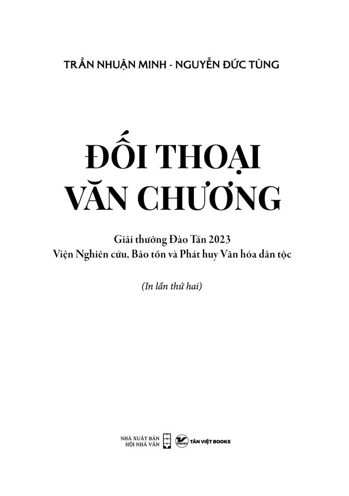 ĐỐI THOẠI VĂN CHƯƠNG - Trần Nhuận Minh &amp; Nguyễn Đức Tùng - (bìa mềm)