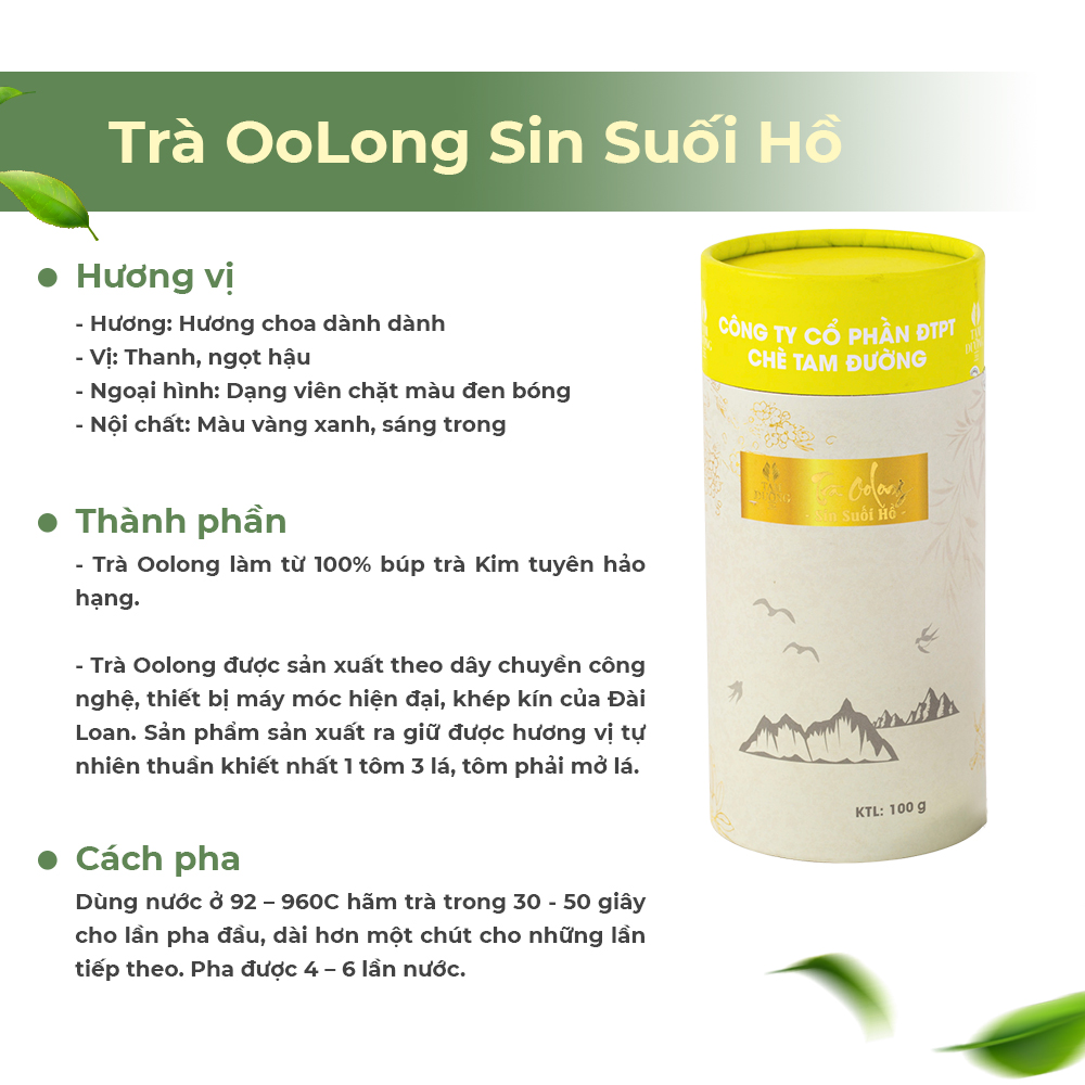 Trà Oolong Sin Suối Hồ Chính Hiệu Tam Đường Hương Thơm Dịu Thanh, Vị Chát Ngọt Hậu Lâu Dài