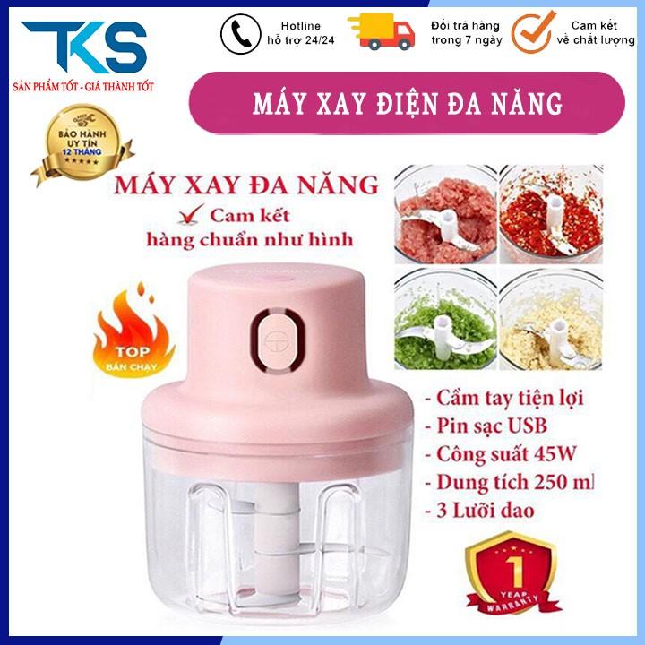 Máy xay mini cầm tay đa năng sạc pin cao cấp xay tỏi ớt, hành, rau củ quả dung tích 250ml