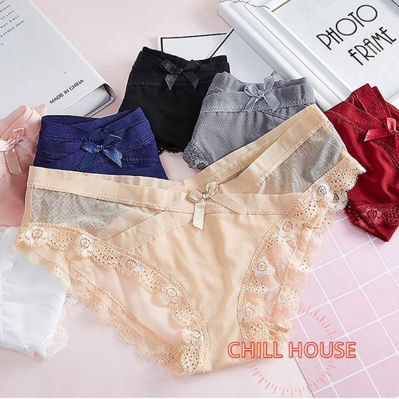 COMBO 5 quần lót ren cạp chéo đính nơ siêu xinh - CHILLHOUSE
