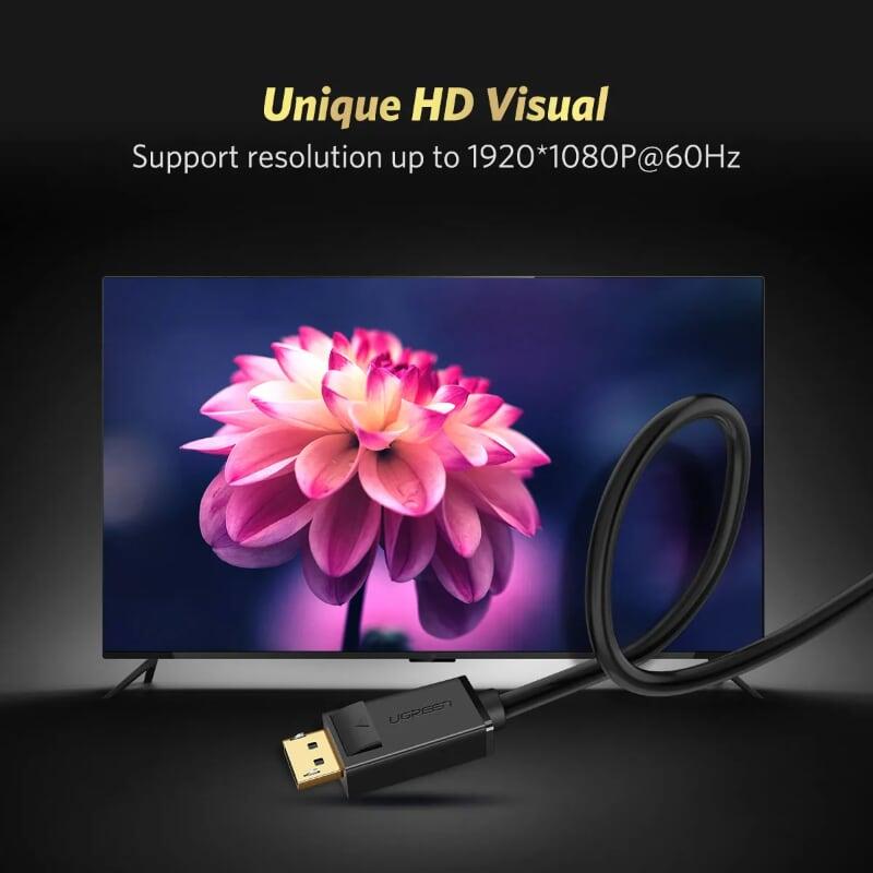 Ugreen UG10247DP105TK 1.5M màu Đen Cáp chuyển đổi DP sang VGA Hỗ trợ độ phân giải Full HD 1080P - HÀNG CHÍNH HÃNG