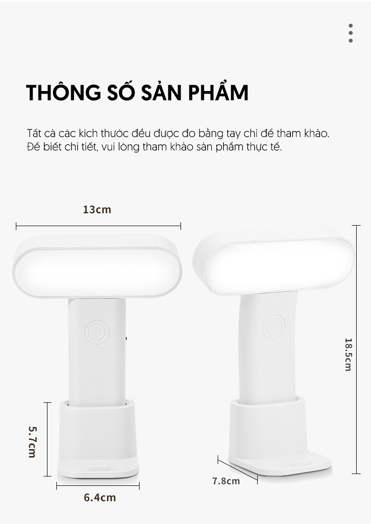 Đèn học kẹp bàn thiết kế 2 thanh đèn có thể thay đổi góc chiếu sáng, Đèn học mini cảm ứng Led 3 màu bảo vệ mắt