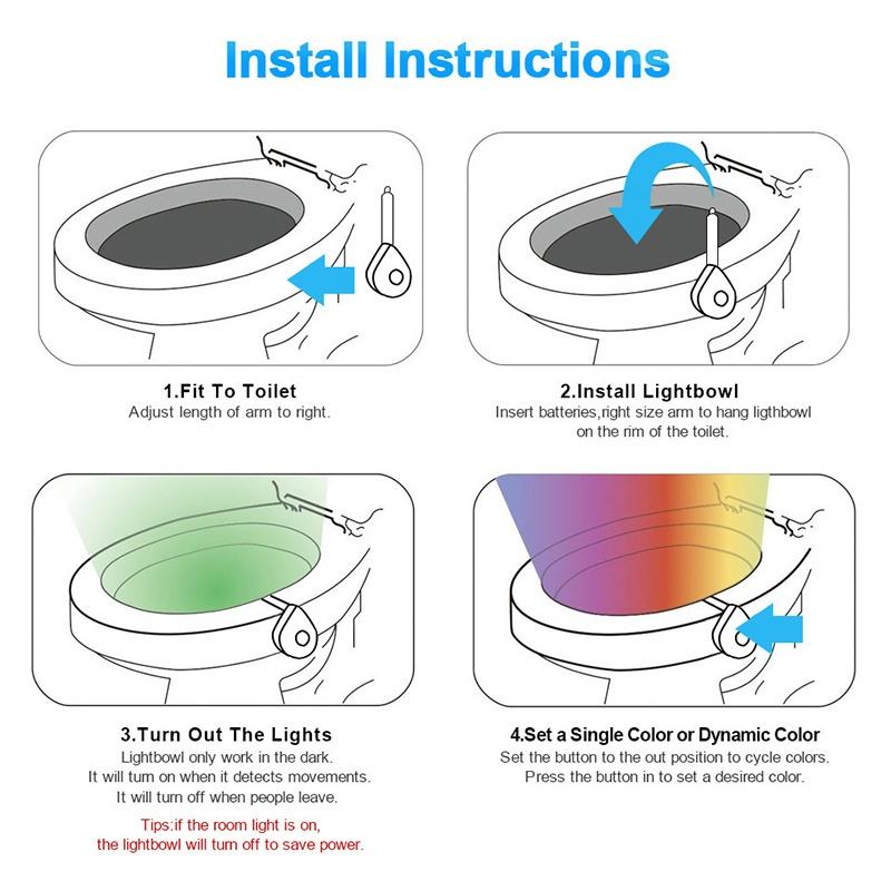 Mới Đèn LED Cảm Ứng Cơ Thể Người Gắn Toilet Không Cần Khoan