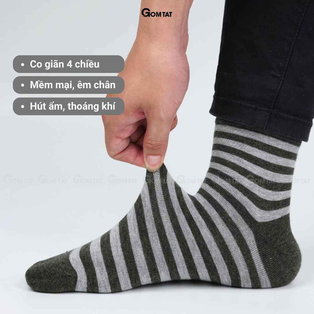 Hộp 5 đôi tất nam cổ lửng công sở GOMTAT cao cấp mẫu MIX08, chất liệu cotton mềm mại, hút ẩm thoáng khí - GOM-MIX08-LUNGSOC-CB5