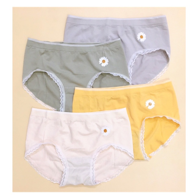 Hộp 4 quần lót cotton hoa cúc cho nữ có hộp đựng sang trọng, chất liệu mềm mại, co giãn 4 chiều, thấm hút mồ hôi tốt, freesize từ 45-70kg