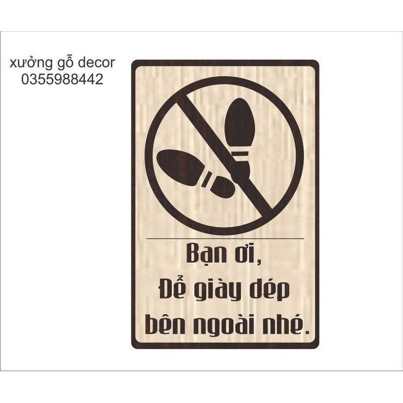 Bảng Gỗ Bạn Ơi Để Giày Dép Bên Ngoài- Cắt Laser 2 Lớp