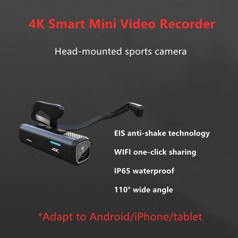 Camera hành động Mới 4K Một đầu camera mũ bảo hiểm thể thao IP65 Waterproof EIS Anti-Shake Night Vision DVR Wireless Executive Out