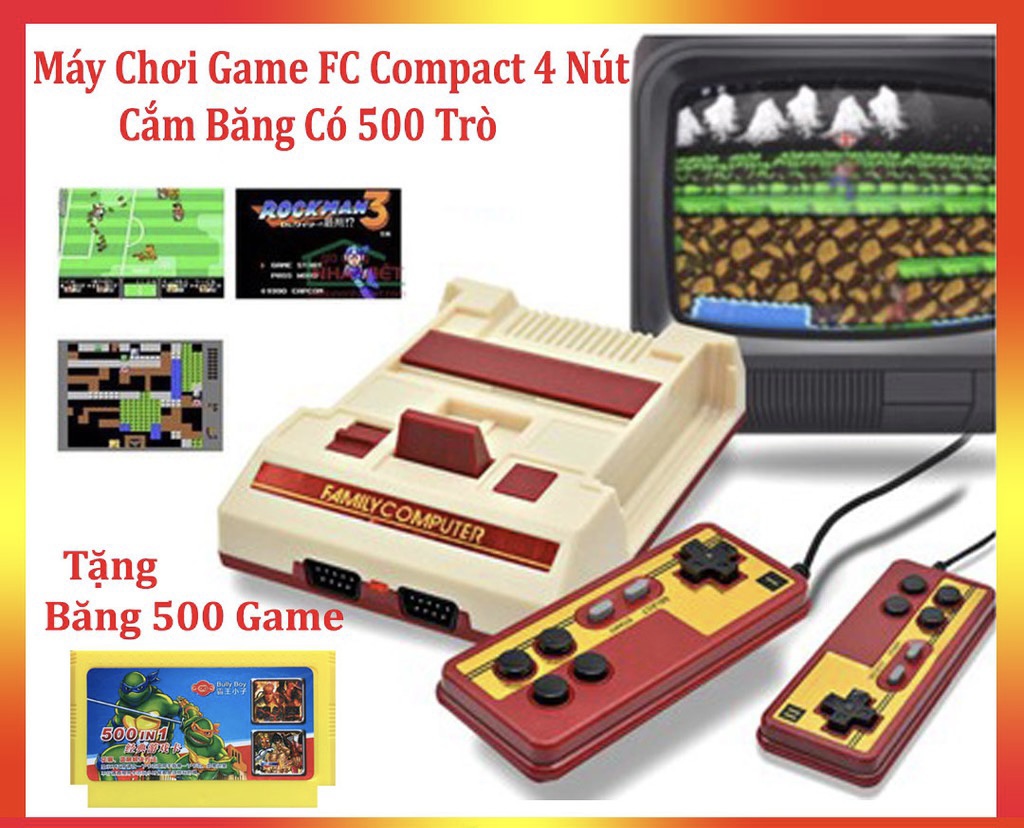 máy chơi game 4 nút tặng kèm 400-500 trò chơi máy điện tử 4 nút cắm cổng AV