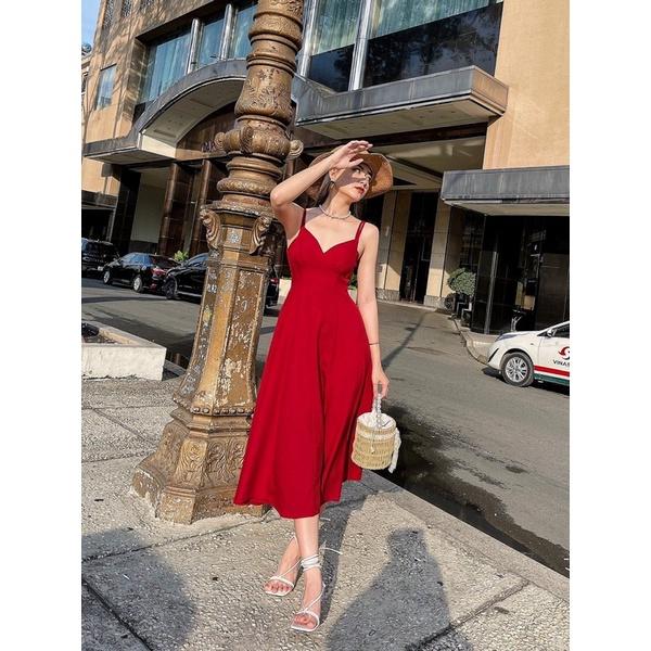 Meiji Dress | Đầm đỏ dự tiệc 2 dây tùng xoè Story.clothes thời trang nữ