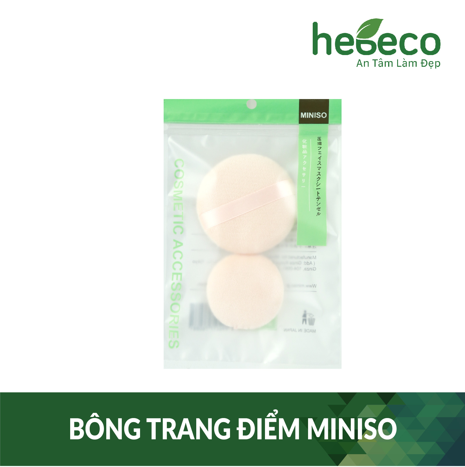 Bông đánh phấn phủ, phấn bột, phấn má Miniso