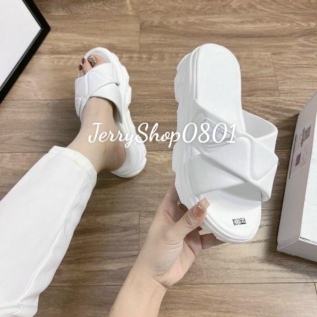 Dép nữ đế xuồng CAO 4CM QUAI CHÉO DA MỀM GẮN TAG trend