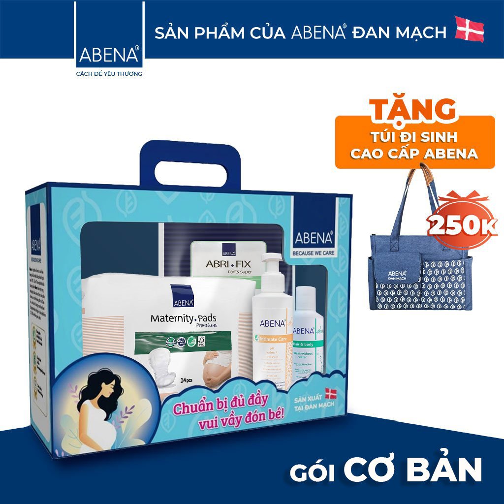 Quà tặng đi sinh cơ bản cho mẹ Abena Nhập Khẩu Đan Mạch - tặng túi đi sinh cao cấp