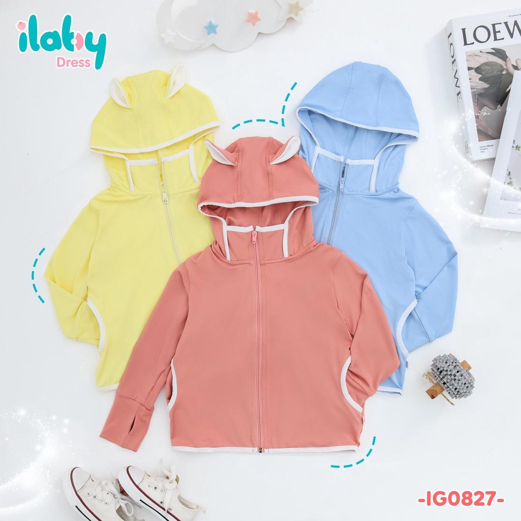 Áo cho bé gái ILABY chống nắng bo gấu chất liệu cotton thoáng mát