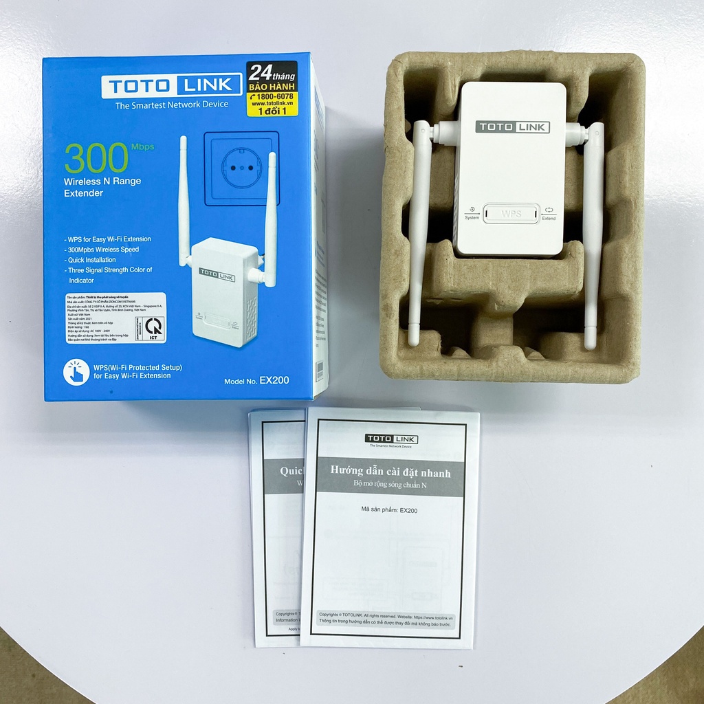 Bộ thu phát sóng ,Kích sóng wifi chuẩn N 300Mbps Totolink EX200 - Hàng Chính Hãng