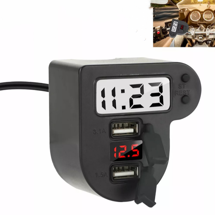 Đồng hồ báo giờ 3in1 kèm sạc nhannh hàng cao cấp gắn được các loại xe rất tiện dụng