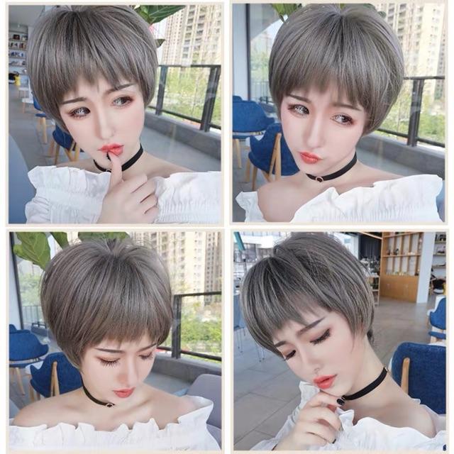 TÓC GIẢ NGUYÊN ĐẦU TÉM NGẮN CÁ TÍNH TẶNG LƯỚI TRÙM HÀNG LOẠI 1