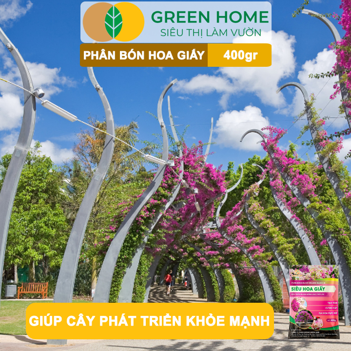 Phân Bón Hoa Giấy GreenHome, Bao 400gr, Hữu Cơ, Ra Bông Nhiều, Lâu Tàn, Giúp Thân Cứng Cáp, Tạo Tán