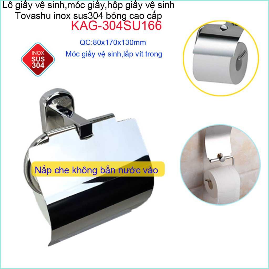 Kệ giấy nhà vệ sinh KAG-304SU166, hộp đựng giấy nhà vệ sinh Inox SUS304 Nhật cao cấp