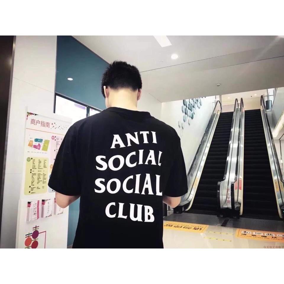 Áo thun Anti Social Social Club form rộng nam nữ unisex, màu đen, tay ngắn, tay lỡ FreeSize