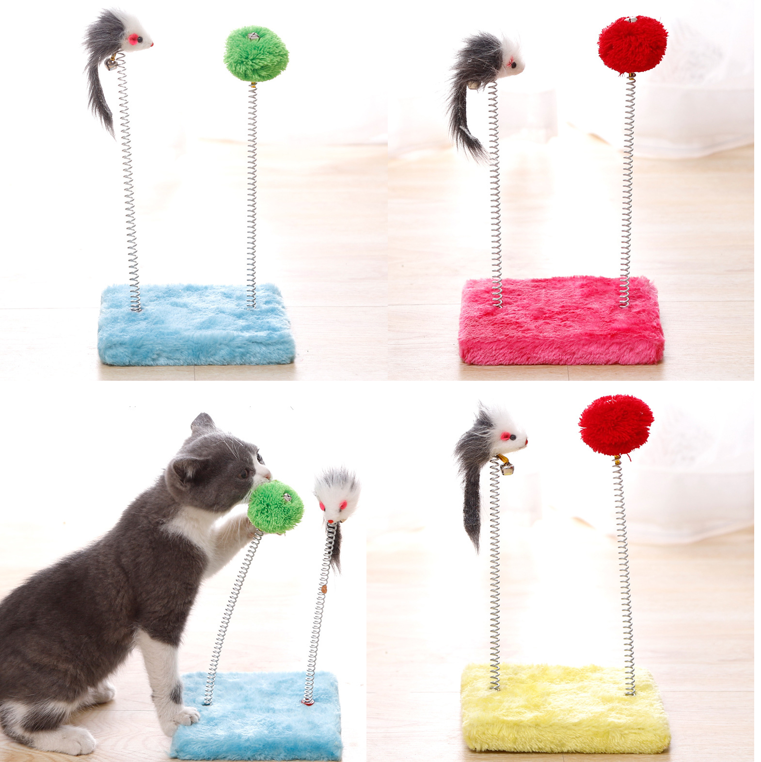 Đồ chơi bàn bông thú nhún cho mèo nhỏ  - genyo pet toy 209 ( màu giao ngẫu nhiên )