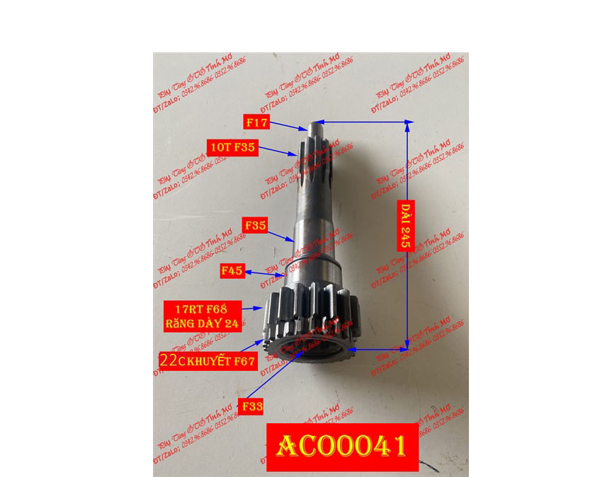 A cơ SP 17RT /10T/22c khuyết dài 245 trục 33 TH2T BEN