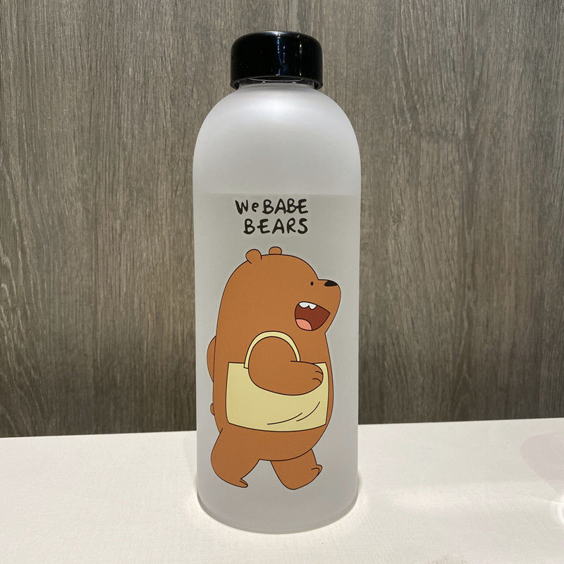 Bình Nước Nhựa We Bare Bears 1l Dễ Thương Có Kèm Túi Rút Túi Giữ Nhiệt Và Ống Hút Siêu Tiện Lợi