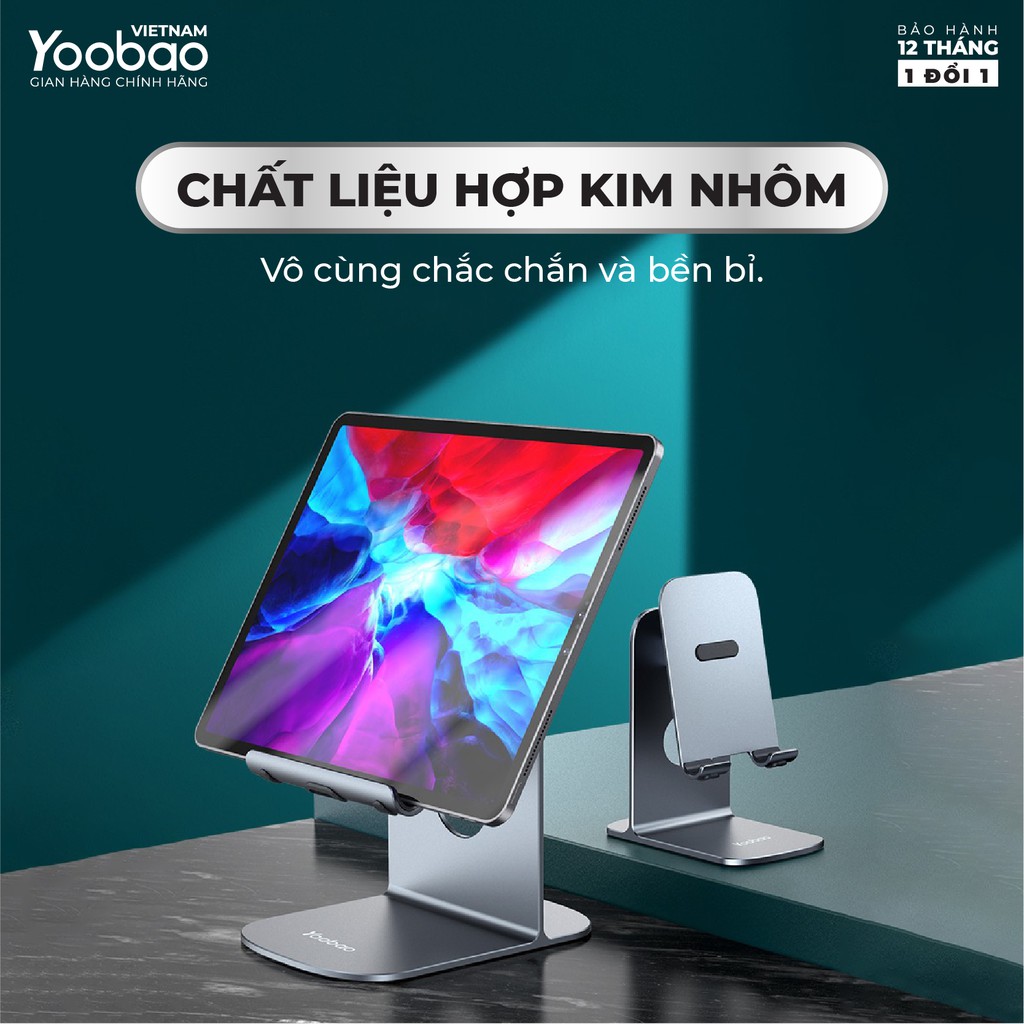 Giá đỡ điện thoại YOOBAO B5 - Đặt bàn - Hợp kim nhôm - Điều chỉnh độ cao - Hàng chính hãng