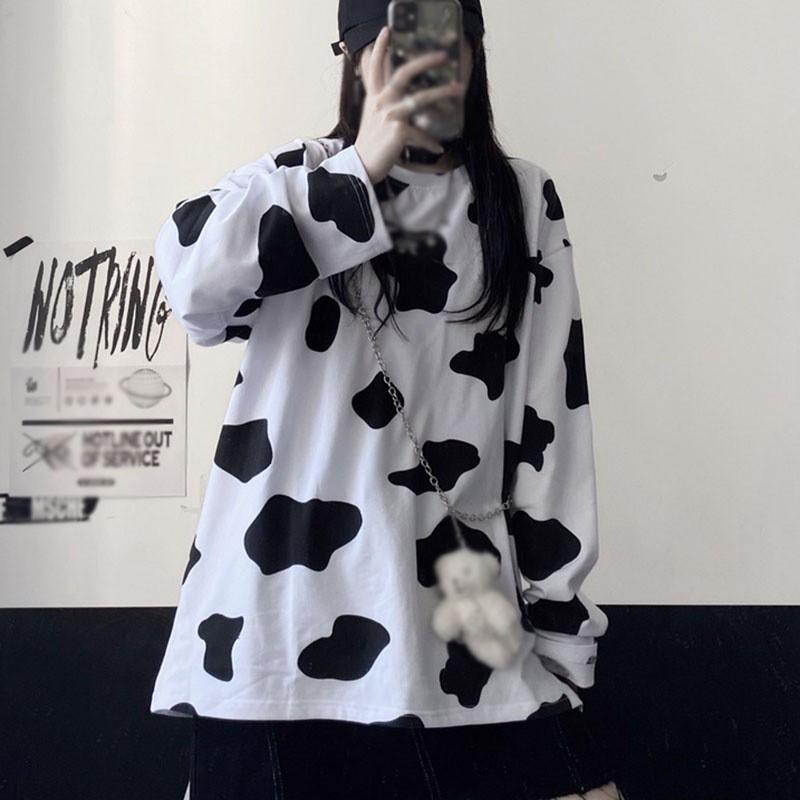 Áo Thun Tay Dài Thiết Kế Dáng Rộng Thoải Mái