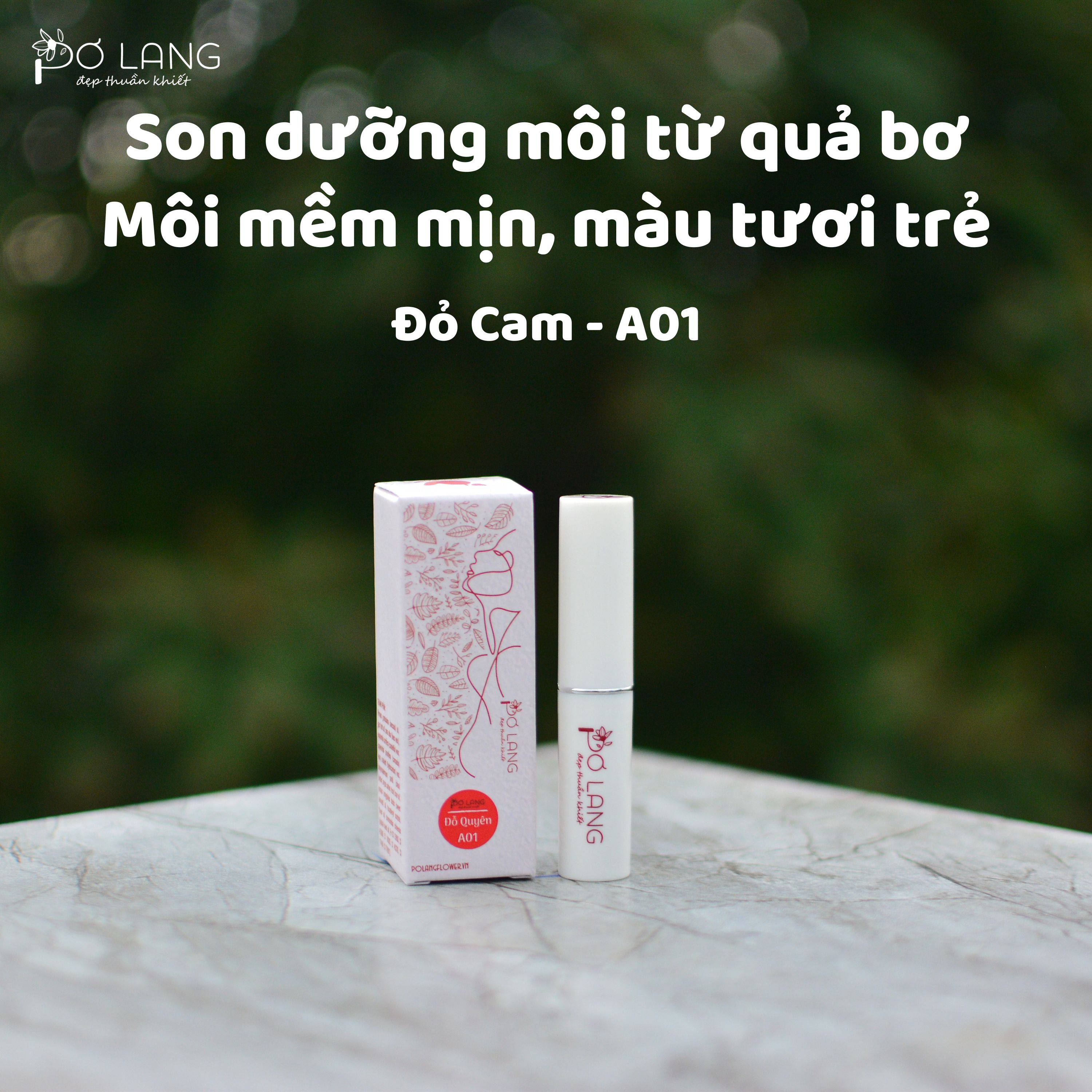 Son dưỡng môi Pơ Lang màu Đỏ Cam dưỡng môi từ trái bơ - A01