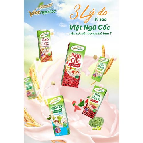 Lốc 4 hộp Sữa Ngũ Cốc Ăn Kiêng VIỆT NGŨ CỐC Uống Liền Thích Hợp Cho Người Ăn Kiêng Eat Clean 180ml/Hộp