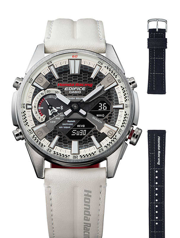 Đồng hồ nam dây da Casio Edifice ECB-S100HR-1ADR Phiên bản giới hạn HONDA RACING Championship - Tặng kèm dây vải dù | ECB-S100HR-1A